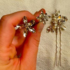 Pearl & cubic zirconia hair pins